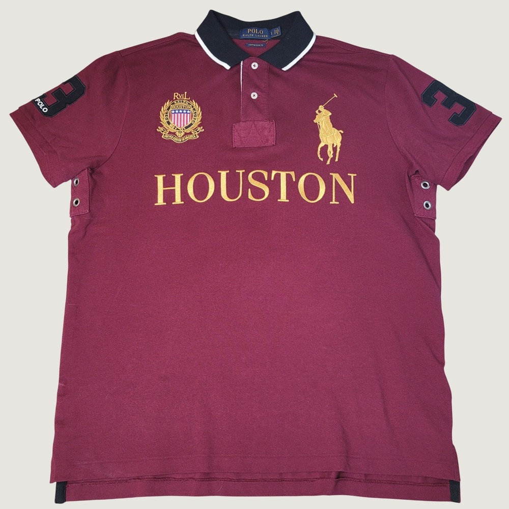Polo Ralph Lauren Houston Big Pony Polo Mens Large Burgundy Custom Slim Fit